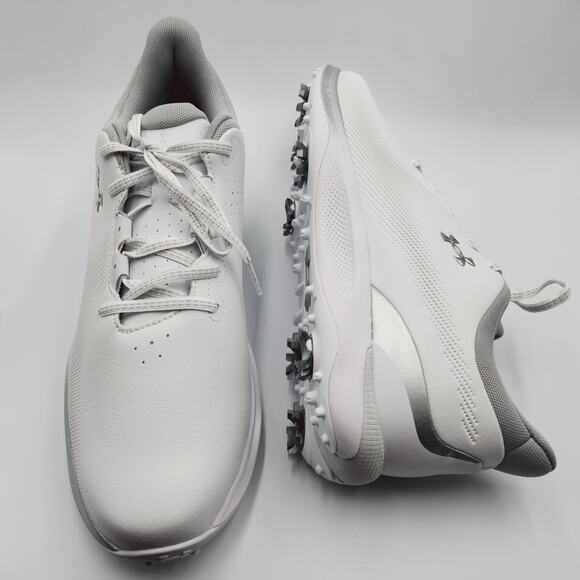 Mens Size 9.5 Under Armour Golf Shoes Drive Fade UA Lace Up White 3027878-101 main image 5